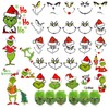 30 PCS Green Face Stickers for Crafts Christmas Green MonsterDecals