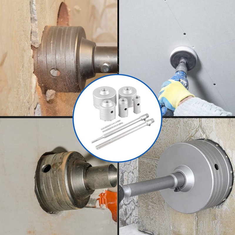 RENYU 9PCS Concrete Hole Saw Kit with SDS Plus &