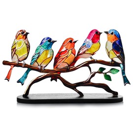 xinrongda Colorful Birds Ornament, Acrylic Birds Figurine Decorative Ornaments, Home Decor Gift Modern Style, Tabletop Bird Decoration for Living Room, Bedroom, Office Desktop, Cabinets (D)