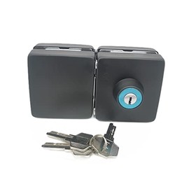 Ranbo 304 Stainless Steel Commercial-Home 10 mm -12 mm Glass Door Anti-Theft Security Lock， Double Swing Hinged Frameless Push Sliding Gate Lock with 3 Keys-Black Chrome (601)