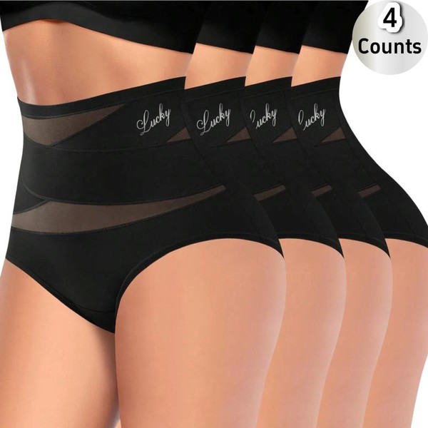 4-Pack/Set High-Waist Shaping Panties for Women- Seamlesslce Silk Mesh Control