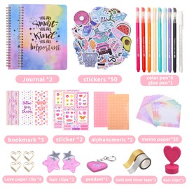 DIY Journal Kit for Girls - Great Gift for Teen Girls Ages 8-12, Cute Journaling Art Crafts Kit, Scrapbook & Diary Supplies Set, Birthday Easter Ideas Gifts for 8 9 10 11 12 13 14 Year Old Girl