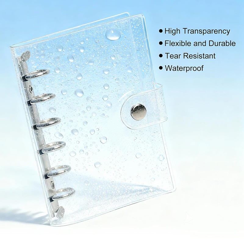 Transparent Seal Book, 6 Ring Binder, Snap-On Waterproof Clear Binder