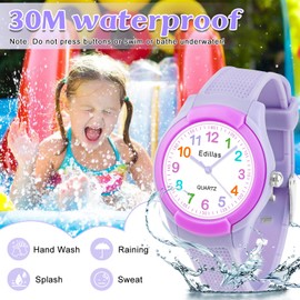 Edillas Kids Analog Watch for Girls Boys, Children Waterproof Learning Time Wristwatch Easy to Read Time Great Present for Kids Girls Boys