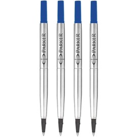 Parker Quink Original Rollerball Pen Ink Refills - 0.7mm Medium Tip - Blue Ink - Pack of 4