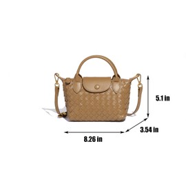 Waiyqju Mini Small Size Braided Luxury Leather Women's top Handle Handbag Fashion Travel Daily Satchel, 棕色, Small