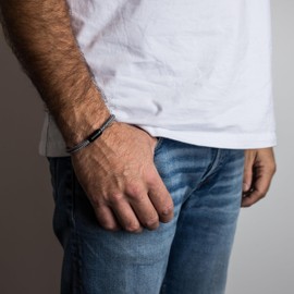 Akitsune Silvus Nylon Bracelet | 5 mm Thick | Bracelet Women Men Stainless Steel Bracelet Magnetic Clasp – Matte Gold, 17.5 centimeters, Stainless Steel