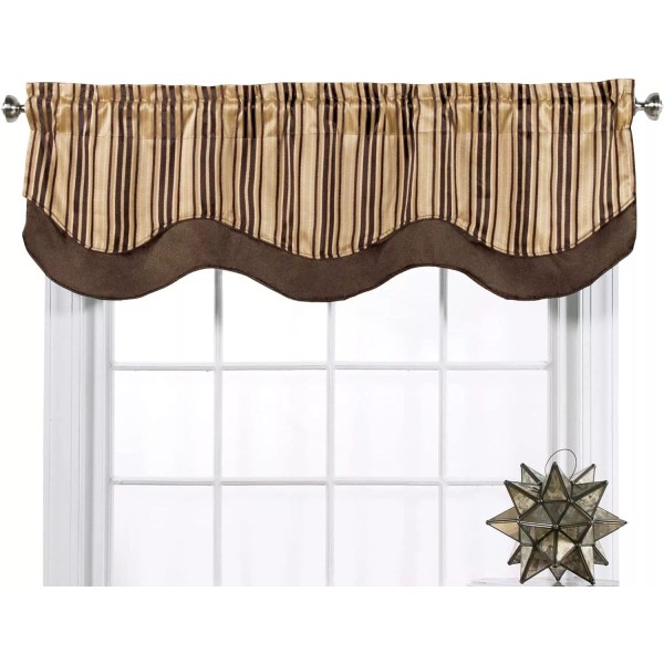Collections Etc Classic Windsor Layered Window Valance with Scalloped Edges