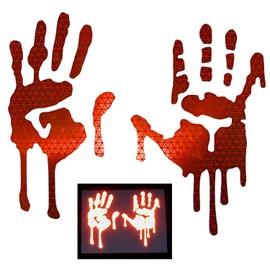 customTAYLOR33 High Intensity Grade Reflective Bloody/Dripping Hands Decals for Helmets, Windscreens, Rear Windows, Bumper Stickers (3 inches Height, Red)