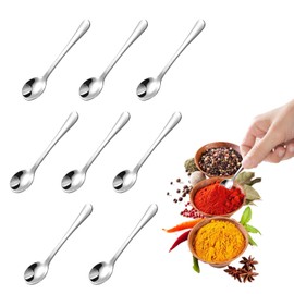 8 PCS Small Spoons for Spices Jars,7.5cm Tiny Spoon for Salt,Sugar,Honey,Coffee,Dessert - Cute Espresso Spoons,Small Condiment Spoons for Jars,Kitchen & Party Use,Stainless Steel Mini Spoon