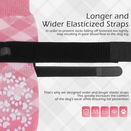 EXPAWLORER EXPAWLORER Dog Socks to Prevent Licking Paws, Anti Slip Dog Booties for Hardwood Floors, Warm Dog Boots & Paw Protectors for Winter, Dog Shoes for Small Medium Large Senior Dogs, Pink M