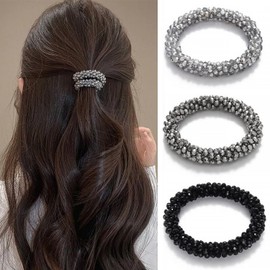 Wonninek 3本セット ヘアゴム おしゃれ クリスタルイミテーション ブレスレット頭ロープ 伸縮性髪ゴム シンプル ヘアアクセサリー ヘアアレンジ ラインストーン 髪ゴム レディース オフィス ファッション かわいい ギフト 入学式 女性用 誕生日プレゼント