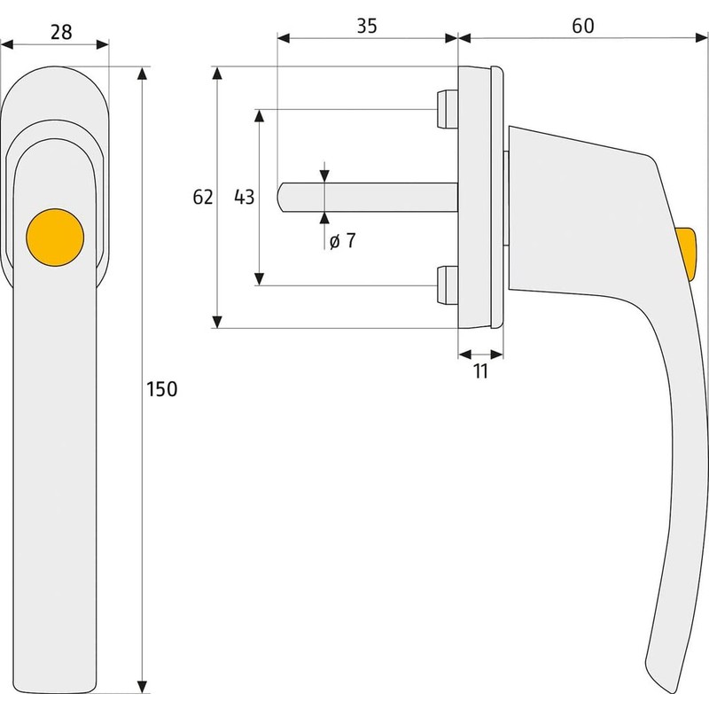 Window Handle Child Lock - Window Handle with Push Button