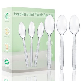 Plastic Spoons 100 Pieces,6.7 Inch Reusable Plastic Spoons Transparent and Robust Cutlery Sets for Birthday Party Barbecue Party Wedding ect