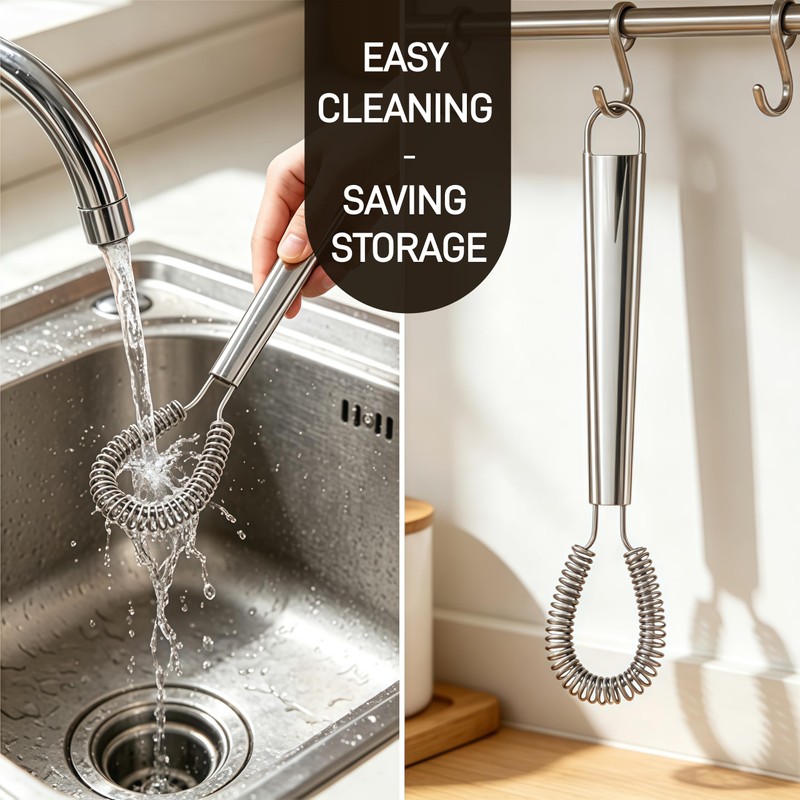 Stainless Steel Mini Spring Hand Whisk for Milk Froth, Eggs,