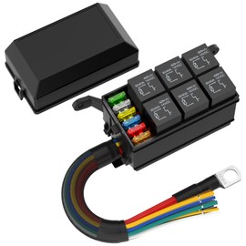 Malictele12V Relay Box 6 Relays and 6 Slot ATC/ATO Fuse Relay Block 12 AWG Pre-Wired Waterproof Relay Panel for Automotive Cars Trucks Marine Boat