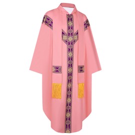 Faltern Catholic Robe White Chasuble for Priest Clergy Pastor Church Vestments Adult Father Mass Costume Outfit Robe