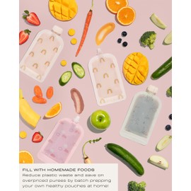 Hippypotamus Reusable Baby Food Pouches for Toddlers - BPA Free Food Grade - Dishwasher & Freezer Safe - Baby Food Containers - Refillable Squeeze Pouch For Applesauce & Yogurt - 12 Pack (Llamas)