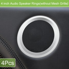 ACROPIX Universal 4" Subwoofer Speaker Rings Cover Spacers Speaker Audio Decorative Circle without Mesh Grille ABS Silver Tone - Pack of 4