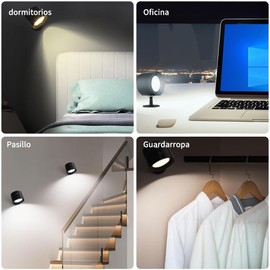 JESWO 2PCS Lámpara de Pared LED de Doble Cara, 3 Luces y Brillo Ajustable, Control Táctil y Remoto, Magnética Giratoria de 360°, Temporizador, Recargable, para Sala de Estar Dormitorios Lectura Noche