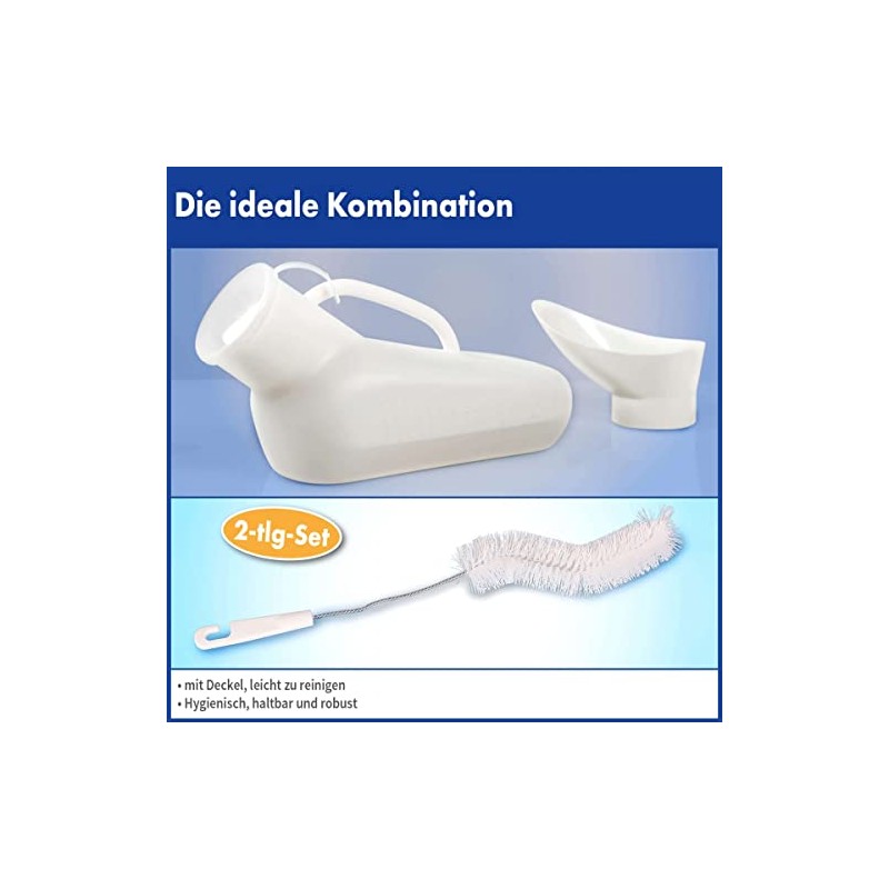 Unisex 800ml White Travel Urinal with Attachment and Urine Bottle