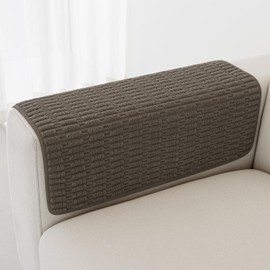 Foxdecor Fundas para Brazos de Sofá, Juego de 2 Fundas Antideslizantes para Brazos de Silla, Funda para Reposabrazos de Sofá, Fundas para Sillón, Chocolate, Beige, Black