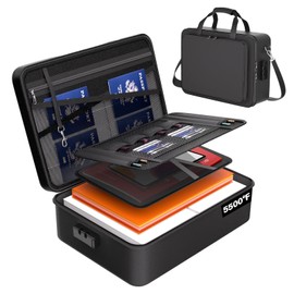 5500°F Fireproof Document Box, Fire Proof Safe For Home Documents, Fire Safe Document Box - With a Password and Convenient Shoulder Strap, Upgraded Capacity , Suitable for Important Documents(Soft)