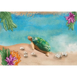 PLAYMOBIL WILTOPIA 71058 Giant Turtle Made of Sustainable Material Including Many Accessories and Animal Trading Card with QR Code and Exciting Audio Content, from 4 Years, Multi