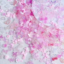 [Overseas] Mini Ribbon Parts Multinational Popular Fresh Mixed Small Rabbit Ribbon Luminous Nail Art Accessories Multicolor Series Accessories Free Size/ 50 Red and Blue 30ea