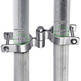 Insaga 2 Pack 2-3/8'' Chain Link Fence Gate Post Hinge, 304 Stainless Steel Chain Link Fence Gate Hinges with 2pcs Gate Frame Hinge and 2pcs Male Gate Post Hinges, Bolts & Nuts Included