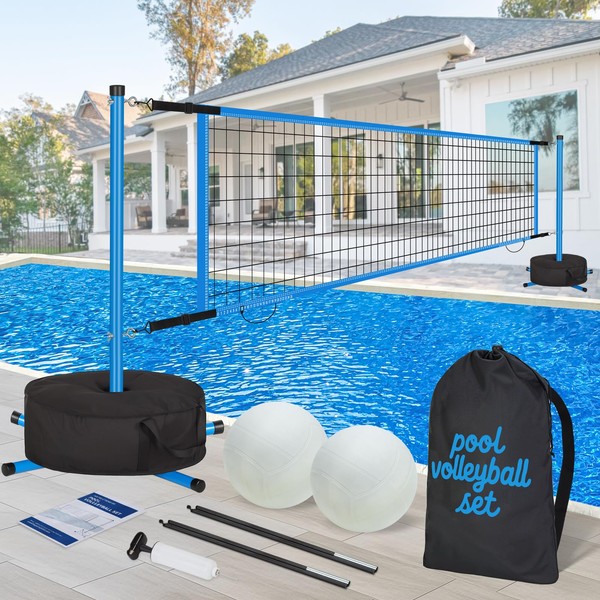 Pool Volleyball Net Set for Inground/Above Ground Pools with Sand-Filled