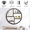 FANTASK Round Wall Shelf, Wood Floating Decorative Shelf w/ Metal