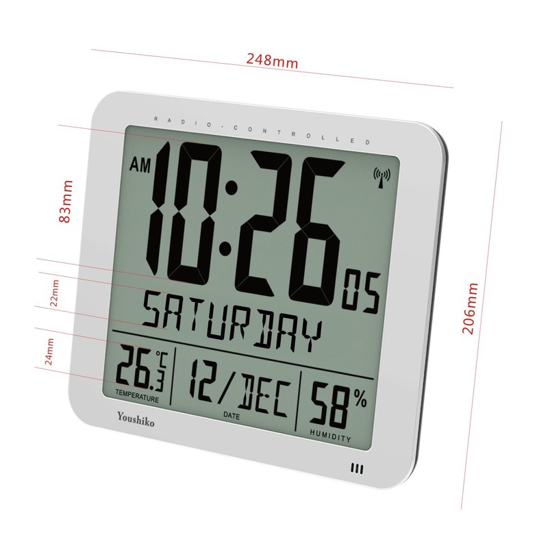 Youshiko Jumbo Large Radio Controlled Wall Clock (UK & Ireland