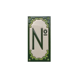 Hand-Painted Jacho Green Number Tiles Option of Metal Filigree Frames - 11 x 5.5 cm (No Sign)