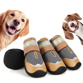 Petanims Dog Shoes for Large Dogs, Dog Boots & Paw Protectors for Summer Hot Pavement, Winter Snowy Day, Waterproof Outdoor Walking, Indoor Hardfloors Anti Slip Sole Size 5