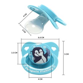 CutiePlusU Large Size Pacifier Adult Dummy Big Shield Penguin Fishing Blue