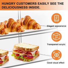 YMJOINMX Acrylic Display Case 2 Layer Bakery Pastry Display Case Retail Display Counter Cases Acrylic Display Shelf Donut Cookie Display Cabinet Plastic Case