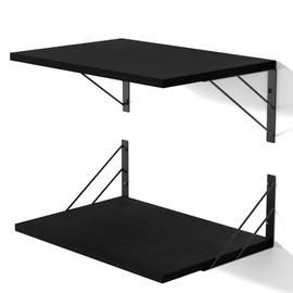 Love-KANKEI Wide Deep Floating Wall Shelves Set of 2,16"x12",Wood,Black