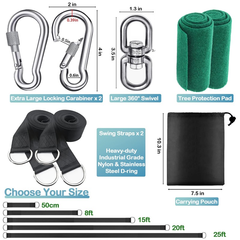 20FT Tree Swing Straps Hanging Kit, Extra Long Tree Swing