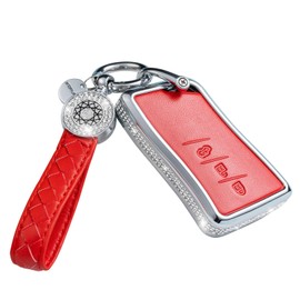 SHANGHONG Compatible with Lexus Key Fob Cover with Keychain Leather Crystal 360 Degree Protection Key Shell Case for Lexus ES350 ES300h UX200 LS500 LS500H LC500 LC500h Smart Key-Red