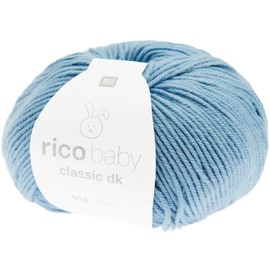 Rico Baby Classic dk Wool, Baby Wool, Soft and Easy Care for Knitting or Crocheting, 50% Polyamide, 50% Polyacrylic, 50 g 165 m, Needle Size 3.5-4 mm (014 Blue)