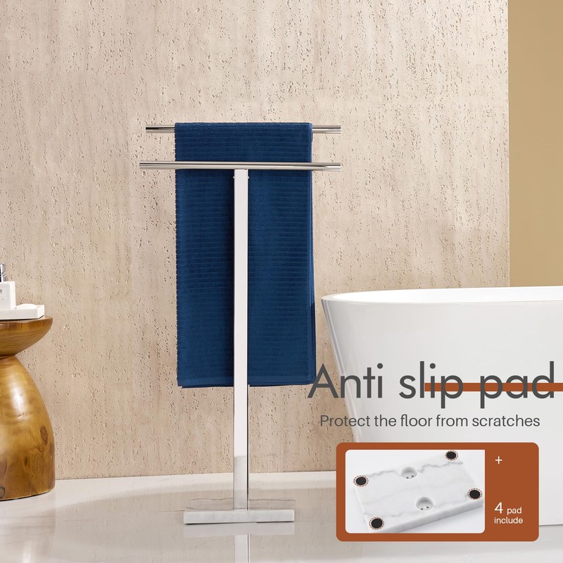 KOKOSIRI Floor Stand Towel Rack for Bathroom 2-Tier Free Standing