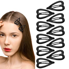Black Heart Shaped Snap Hair Clips for Women Girls Y2K Hair Pins Barrettes Hairpins Hollow Heart Snap Clips Goth Gothic