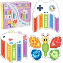 Pack of 3 Colour Sorting Sensory Toy Fidget Toy for Sorting Colours, Bee, Fish, Gamepad, Anti-Stress Toy, Montessori Toy, Baby Sorting Game for Counting, Sorting, Colours, Learning