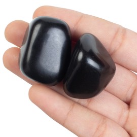 600+ Carats, 5 Pcs Black Tourmaline Polished Stones and Crystals, Tumbled Stones 20-25mm Real Healing Stones for Beginners Used as Crystal Meditation, Reiki, Thumb Stones Gift for Rock Collection