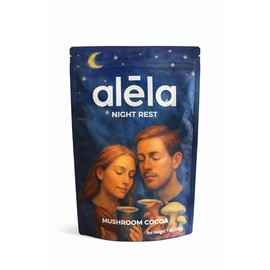 ALELA Night Rest Cocoa de Hongos para Relajación Nocturna Mezcla Funcional con Reishi, Chaga, Melena de León, Cordyceps y Colágeno Bebida de Cocoa para Descanso y Bienestar 200 g