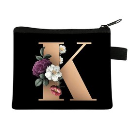 FAVORTALK Coin Pouch Small Coin Purse with Zip Mini Soft Coin Purses with Initial Black Coin Pouch Bag with Zipper Cute Change Pouch Mini Purse Holder for Coins Cards Earphones Keys - 13613