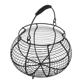 Gatuida Round Metal Egg Basket Handle Vintage Storage for Fruits Vegetables and Eggs Portable Kitchen Countertop Organizer