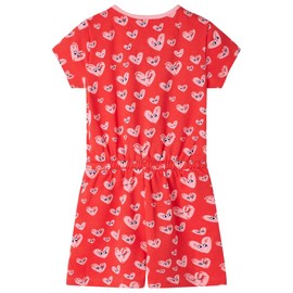 Kids Romper Heart Short Sleeve Drawstring Romper Pyjamas Red, red