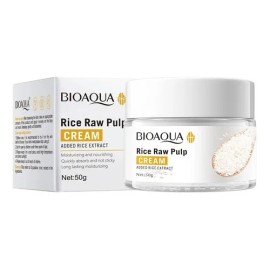 Bioaqua Crema Facial con Extracto de Arroz y Ácido Hialurónico, Reduce Manchas y Poros, Uso Día y Noche